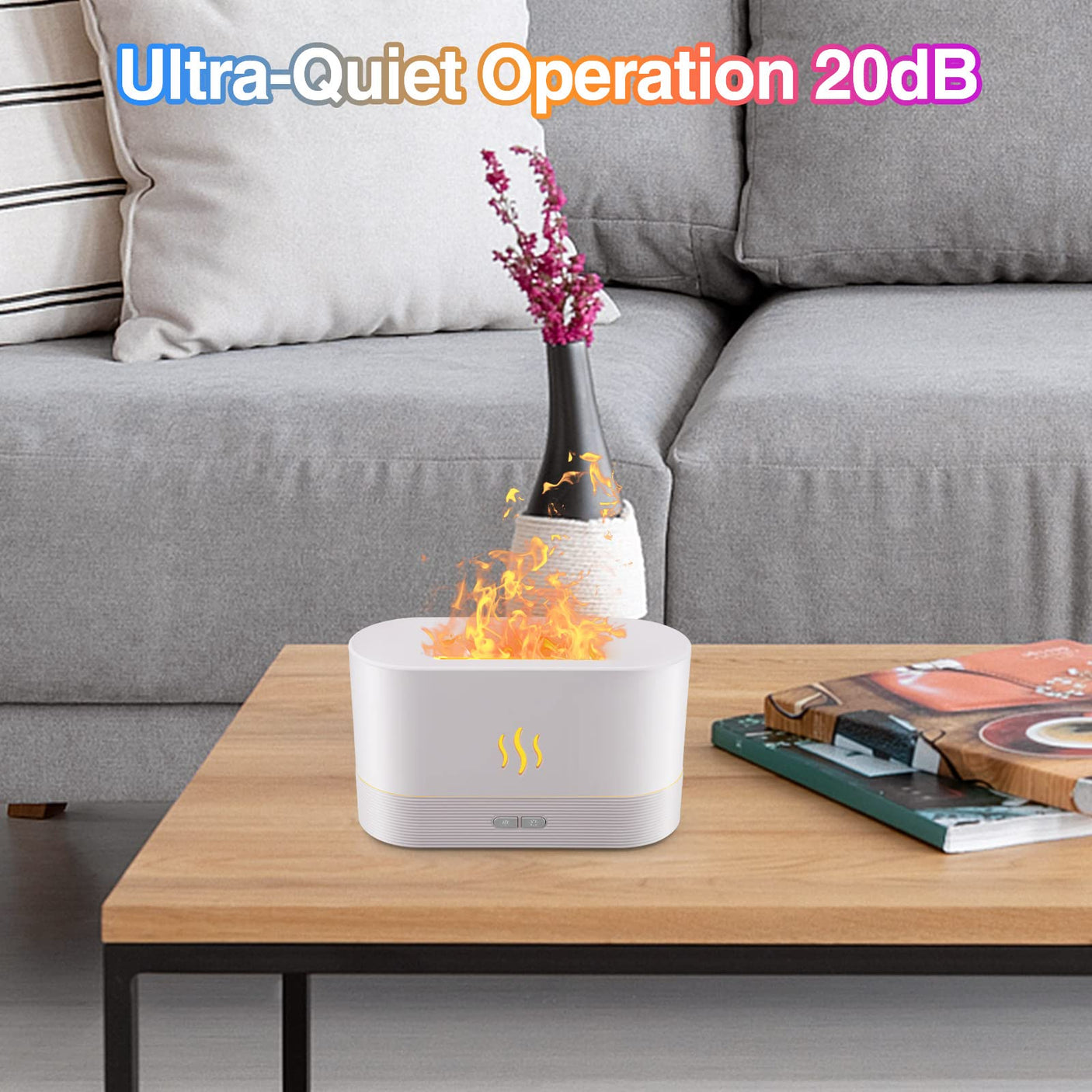 Colorful Flame Air Aroma Diffuser Humidifier, Upgraded 7 Flame Colors Noiseless Essential Oil Diffuser for Home,Office,Yoga with Auto - Off Protection 180mL (8Hours Black) - Build Your Ideas