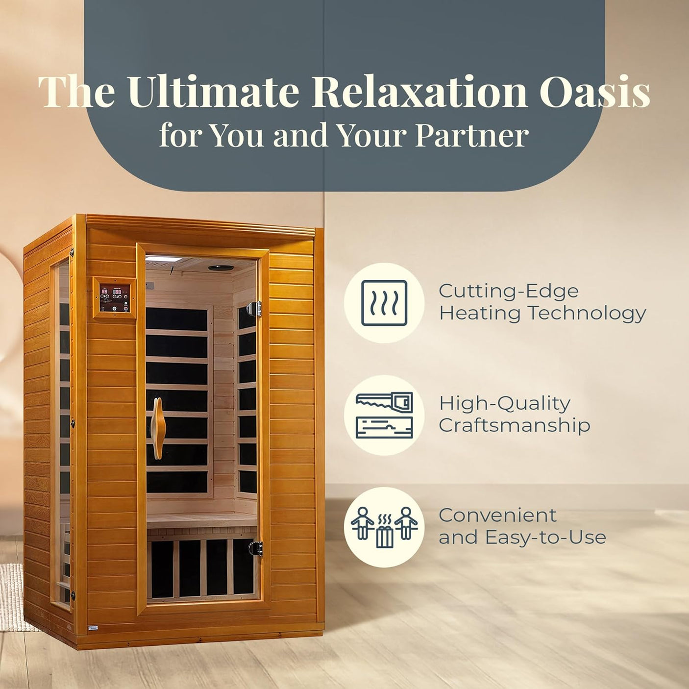 DYNAMIC SAUNAS Andora 2 - Person Low EMF FAR Infrared Sauna with Red Light & Bluetooth Speakers | Personal Indoor Spa for Home & Gym – Made from Canadian Hemlock - Build Your Ideas