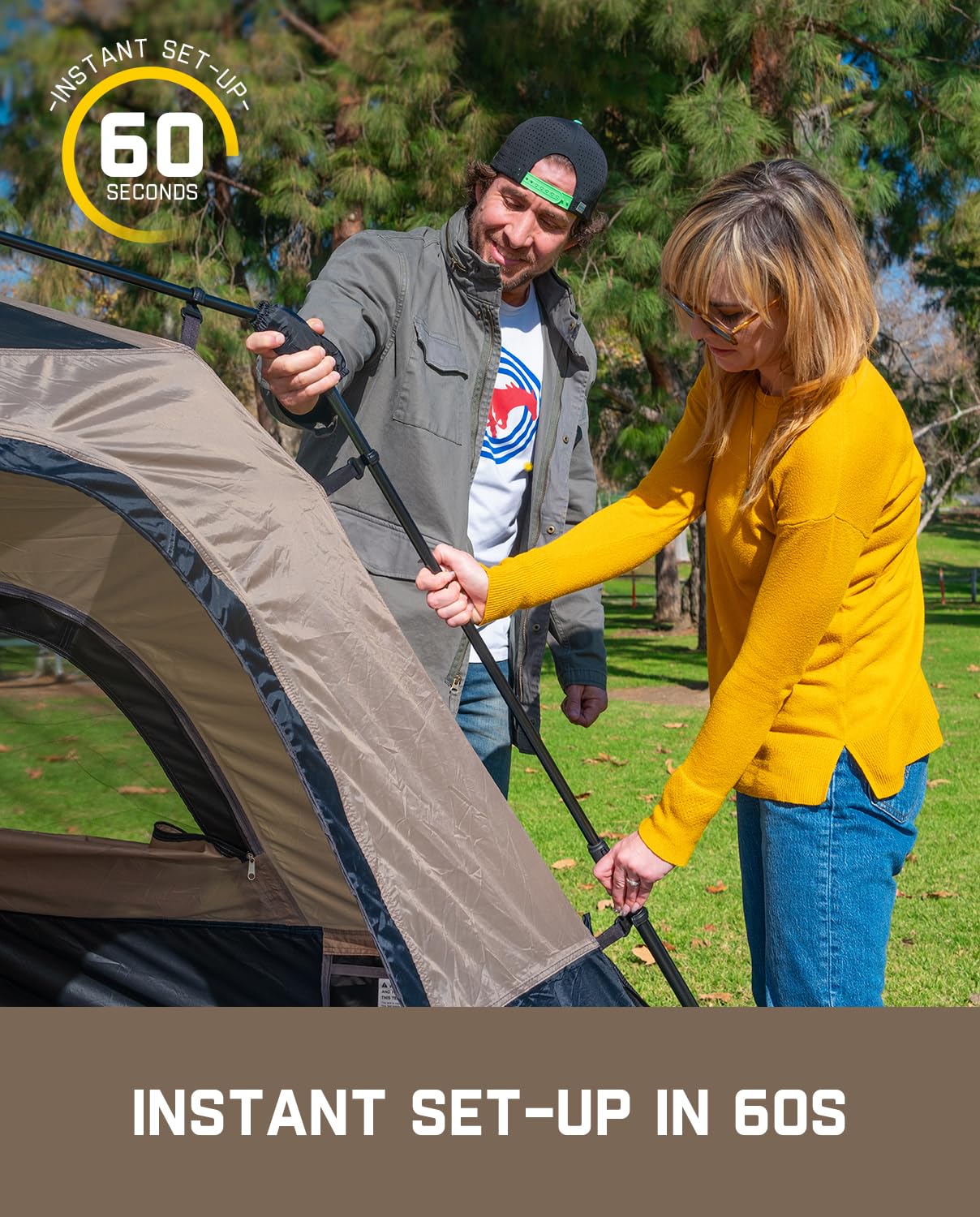 FanttikOutdoor Camping Tent 4/6/8/10 Person Instant Cabin Tent Setup in 60 Seconds with Rainfly & Windproof Portable with Carry Bag for Family Camping & Hiking - Build Your Ideas