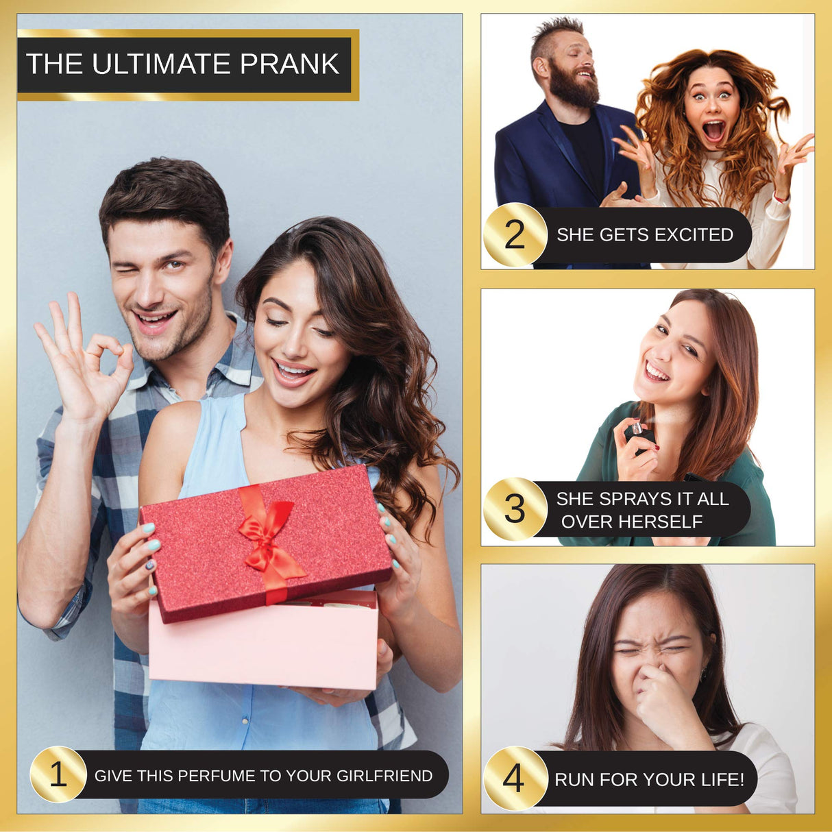 Gagster Prank Perfume - Hilarious Liquid Stink Spray Fragrance Bottle - Gag Gift for Fun Stuff Pranksters - Extra Strong - Girlfriend Prank - Realistic Package - Smelly Fake Perfume Atomizer - Build Your Ideas