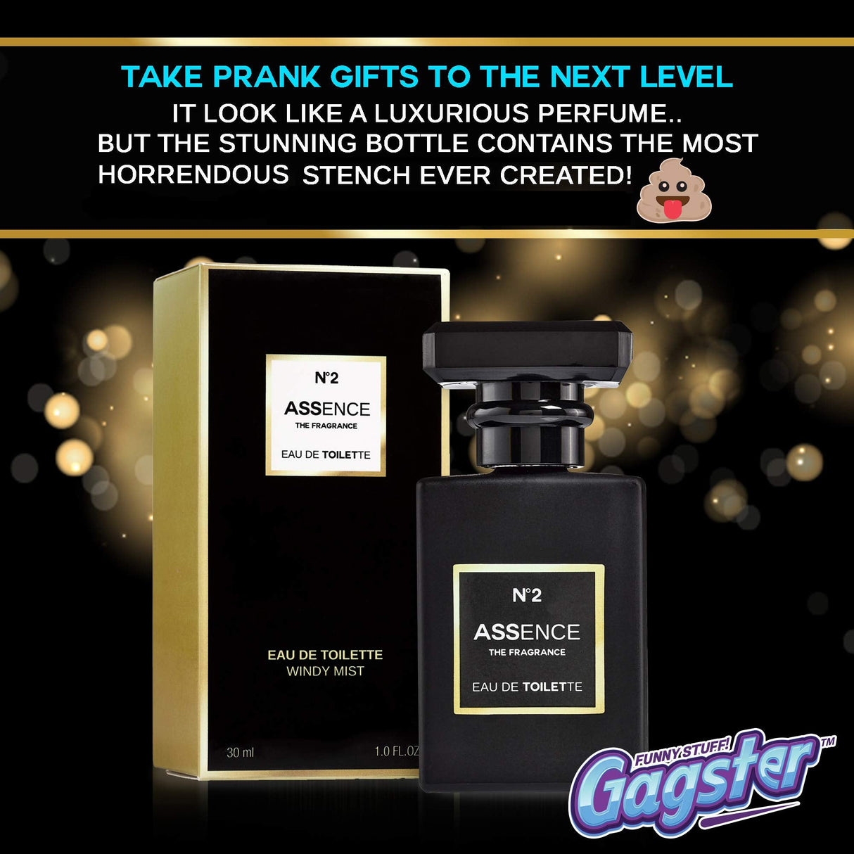 Gagster Prank Perfume - Hilarious Liquid Stink Spray Fragrance Bottle - Gag Gift for Fun Stuff Pranksters - Extra Strong - Girlfriend Prank - Realistic Package - Smelly Fake Perfume Atomizer - Build Your Ideas