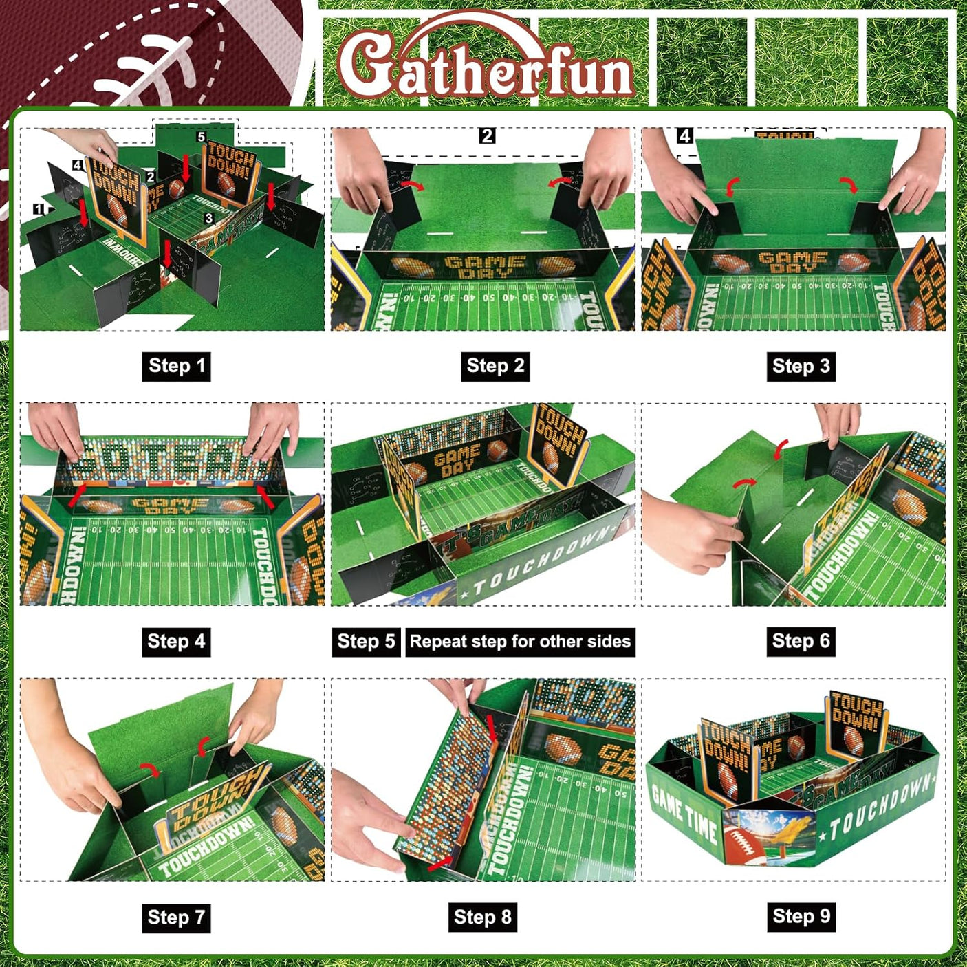 Gatherfun Football Party Supplies Kit - Complete Tailgate, Birthday & Celebration Snack Stadium Set | Essential Football Party Decorations & Favors - Build Your Ideas