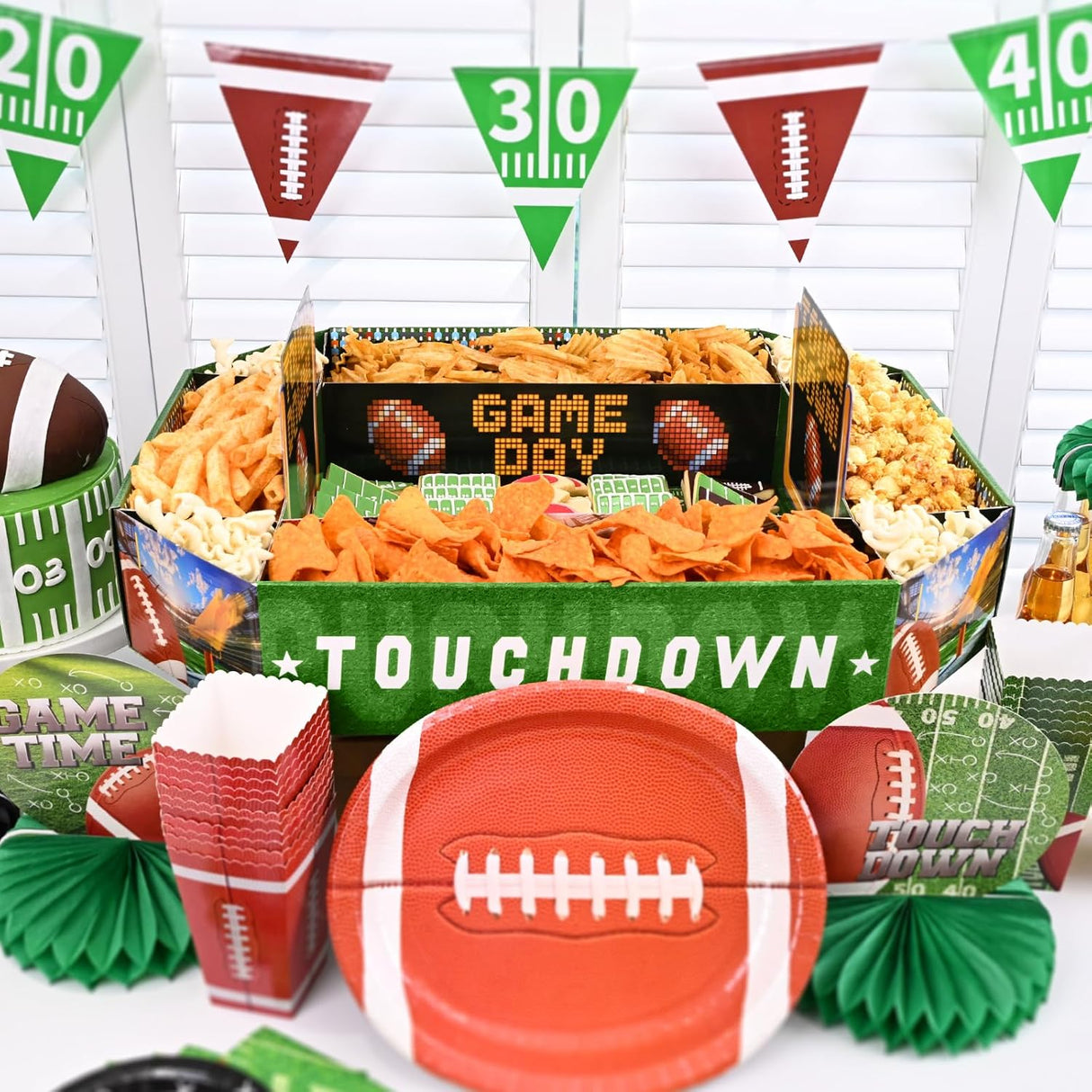 Gatherfun Football Party Supplies Kit - Complete Tailgate, Birthday & Celebration Snack Stadium Set | Essential Football Party Decorations & Favors - Build Your Ideas