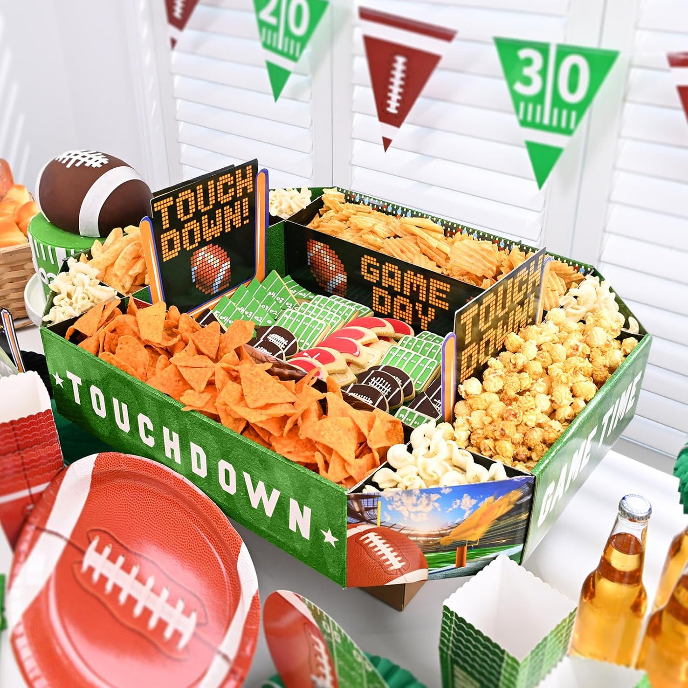 Gatherfun Football Party Supplies Kit - Complete Tailgate, Birthday & Celebration Snack Stadium Set | Essential Football Party Decorations & Favors - Build Your Ideas