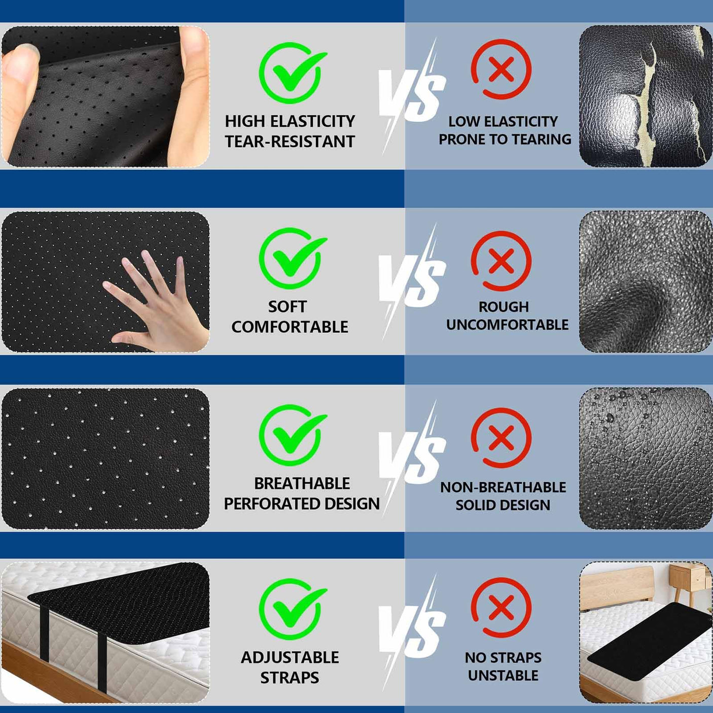 Grounding Mat for Bed, Grounding Pad for Sleeping, Tear - Resistant PU Leather Grounding Mattress with Cord (27"x60", Queen, Charcoal) - Build Your Ideas