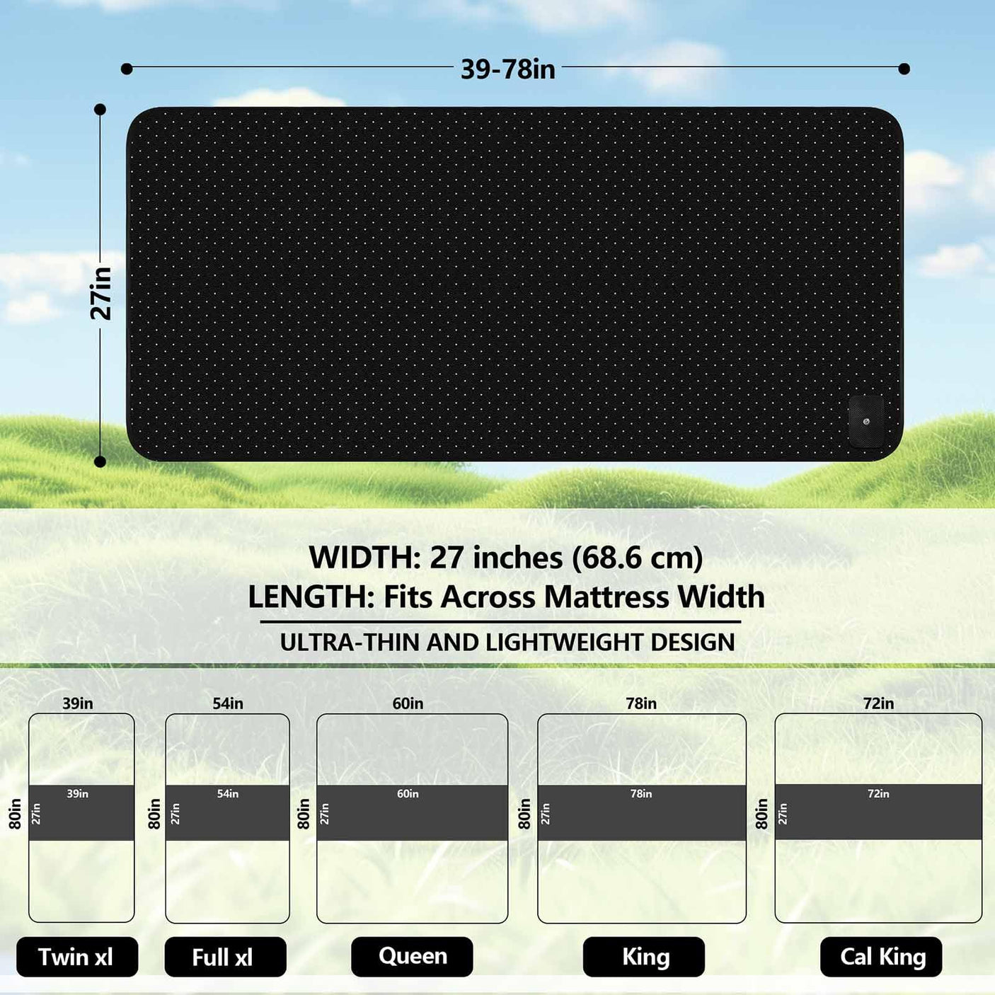 Grounding Mat for Bed, Grounding Pad for Sleeping, Tear - Resistant PU Leather Grounding Mattress with Cord (27"x60", Queen, Charcoal) - Build Your Ideas