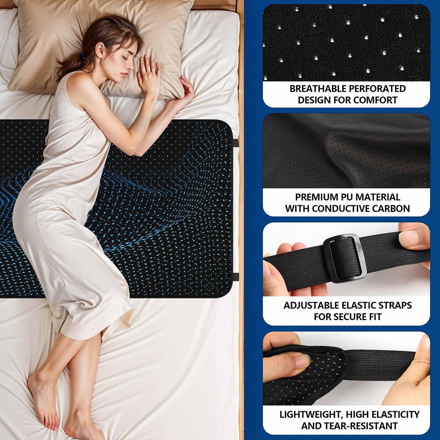 Grounding Mat for Bed, Grounding Pad for Sleeping, Tear - Resistant PU Leather Grounding Mattress with Cord (27"x60", Queen, Charcoal) - Build Your Ideas