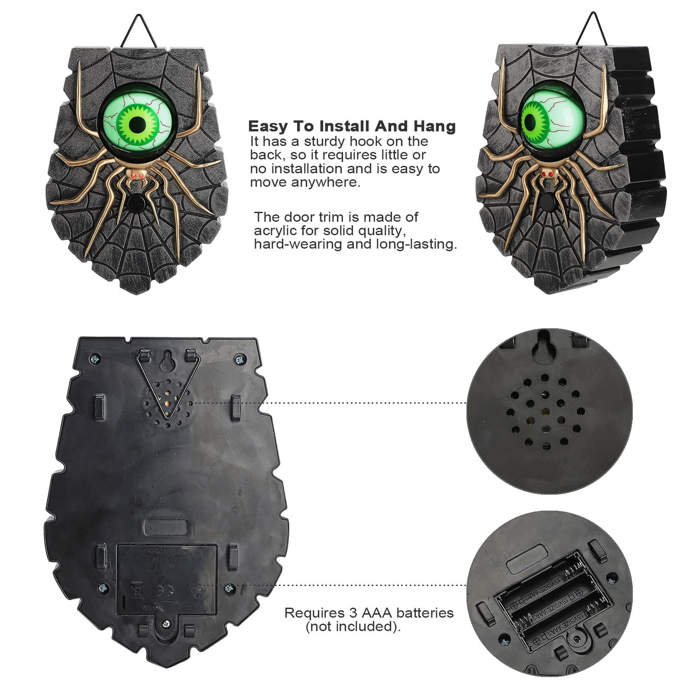 Halloween Decoration, Halloween Doorbell, Haunted Doorbell Animated Eyeball Halloween Decor with Spooky Sounds, Haunted House Halloween Prop Decoration - Build Your Ideas