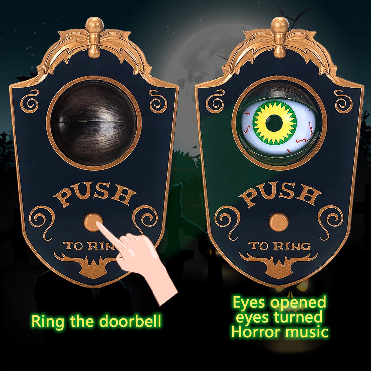 Halloween Decoration, Halloween Doorbell, Haunted Doorbell Animated Eyeball Halloween Decor with Spooky Sounds, Haunted House Halloween Prop Decoration - Build Your Ideas