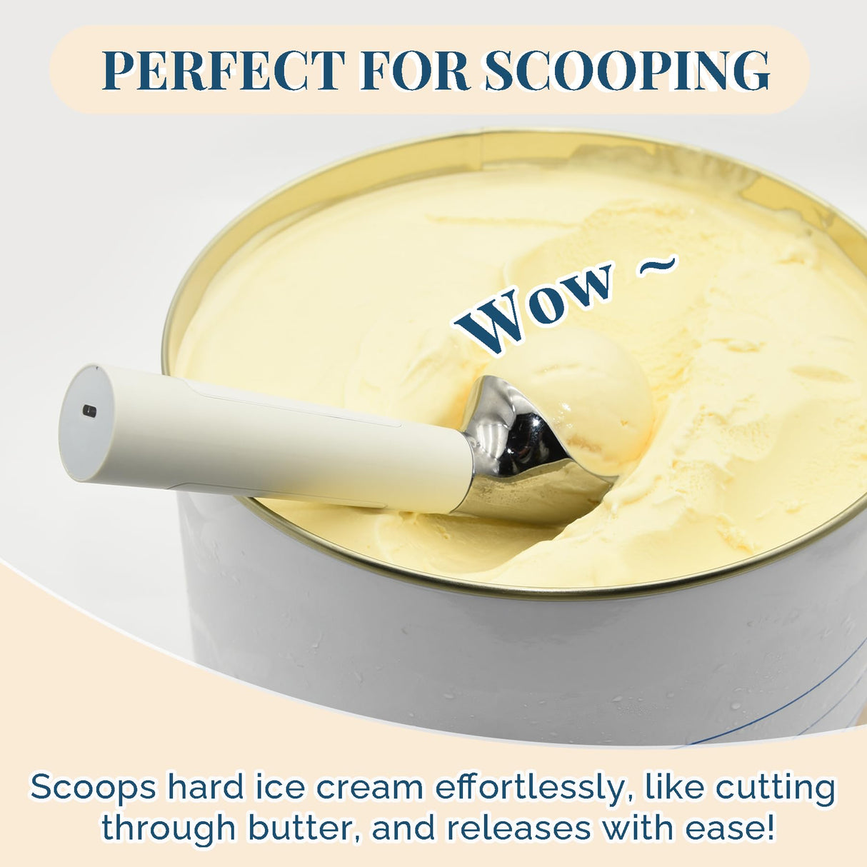 Heated Ice Cream Scoop Electric Ice Cream Scoops Best Rated, Rechargeable Icecream Scoop with LED Display, IP67 Waterproof, Professional Ice Cream Scoop for Hard Ice Cream, Best Icecream Scooper - Build Your Ideas