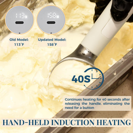 Heated Ice Cream Scoop Electric Ice Cream Scoops Best Rated, Rechargeable Icecream Scoop with LED Display, IP67 Waterproof, Professional Ice Cream Scoop for Hard Ice Cream, Best Icecream Scooper - Build Your Ideas