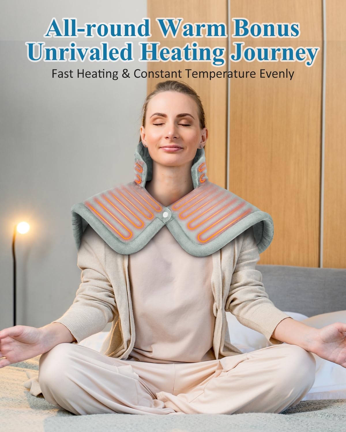 Heating Pad for Neck and Shoulder, Fathers Day Dad Gifts from Daughter Wife, Electric Weighted Heat Pad for Back Pain Relief, Anniversary Christmas Gifts for Men Women Mom Him Her, Blue - Build Your Ideas