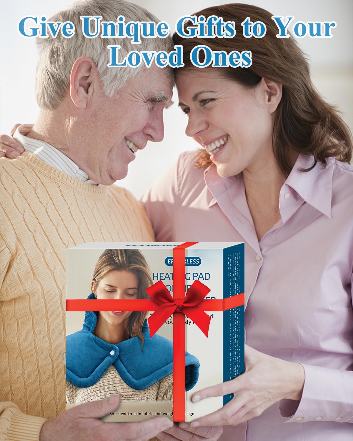Heating Pad for Neck and Shoulder, Fathers Day Dad Gifts from Daughter Wife, Electric Weighted Heat Pad for Back Pain Relief, Anniversary Christmas Gifts for Men Women Mom Him Her, Blue - Build Your Ideas