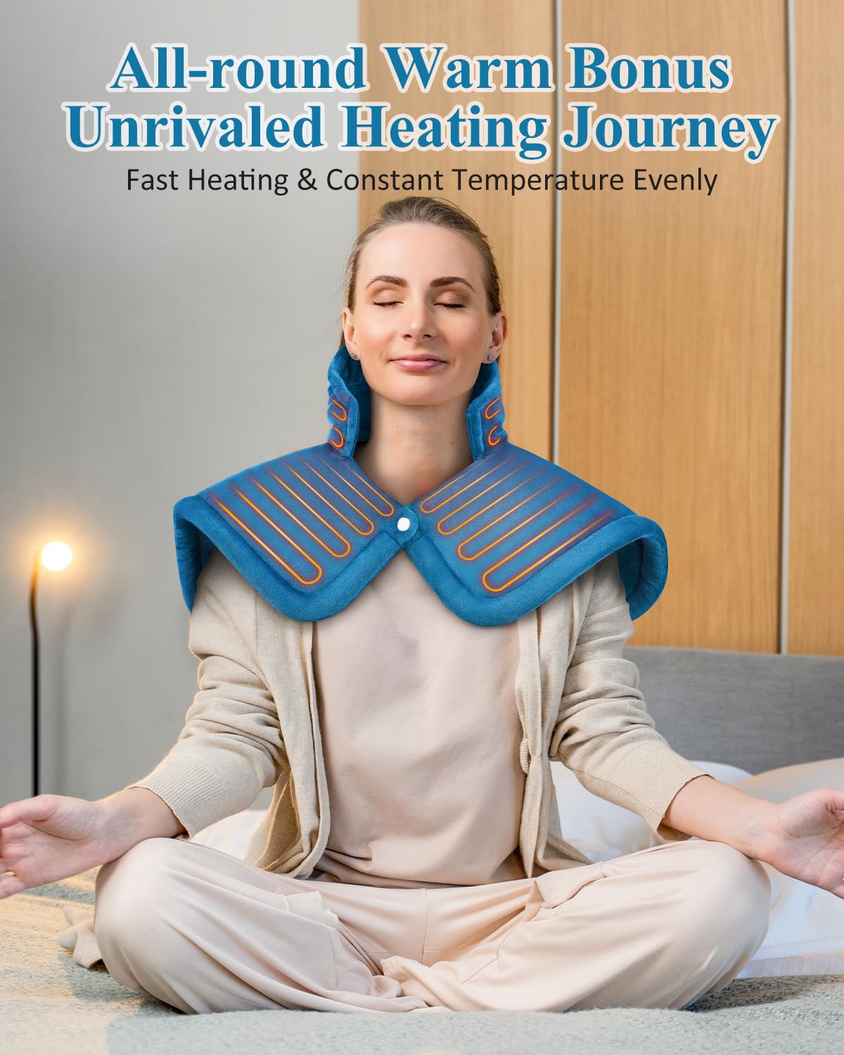 Heating Pad for Neck and Shoulder, Fathers Day Dad Gifts from Daughter Wife, Electric Weighted Heat Pad for Back Pain Relief, Anniversary Christmas Gifts for Men Women Mom Him Her, Blue - Build Your Ideas