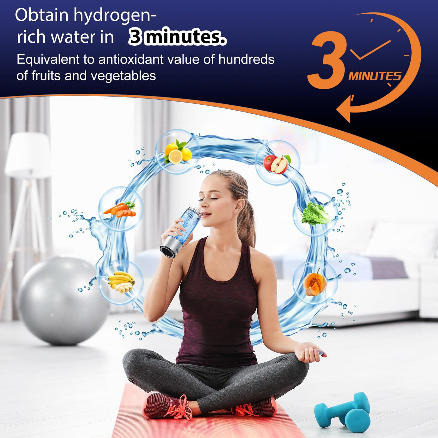 Hydrogen Water Bottle Generator, Portable Rechargeable aquahealth Hydrogen Water, Hydrogen Water Ionizer Machine, with SPE/PEM Technology, for Home Office Travel Fitness Drinking (Sliver) - Build Your Ideas