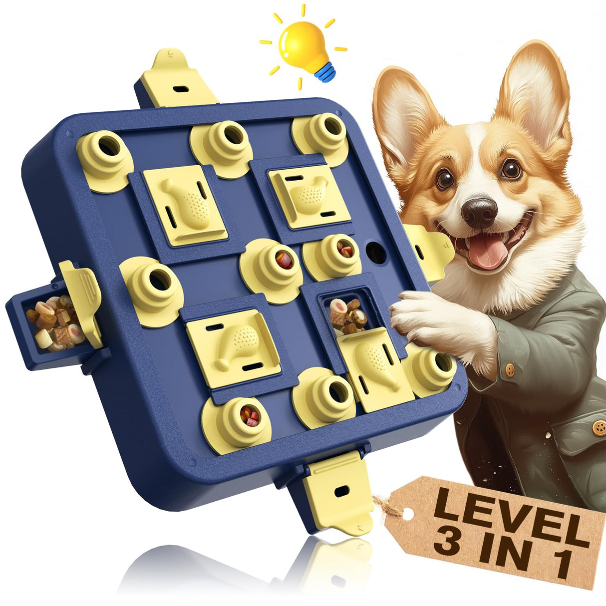 KADTC Dog Puzzle Toys Level 4 in 1 Advance Complicated for Smart Dogs Interactive Puppy Brain Mental Stimulation Game Boredom Enrichment Self Play Slow Feeder Food Feeding Dispenser Treat Puzzles Toy - Build Your Ideas