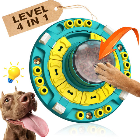 KADTC Dog Puzzle Toys Level 4 in 1 Advance Complicated for Smart Dogs Interactive Puppy Brain Mental Stimulation Game Boredom Enrichment Self Play Slow Feeder Food Feeding Dispenser Treat Puzzles Toy - Build Your Ideas
