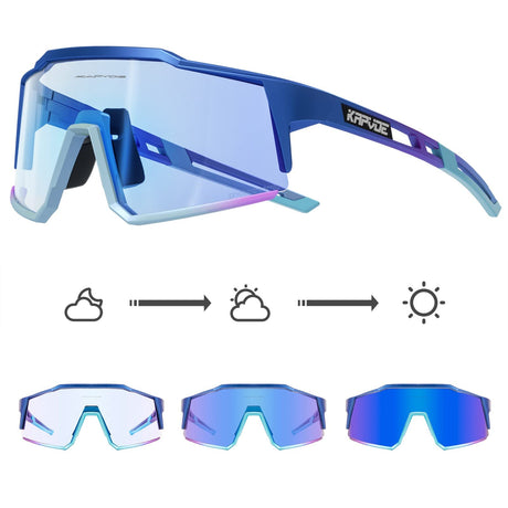 KAPVOE Photochromic Cycling Glasses MTB Clear Mountain Bike Transition Bicycle Sunglasses for Men Women - K9022 - Build Your Ideas