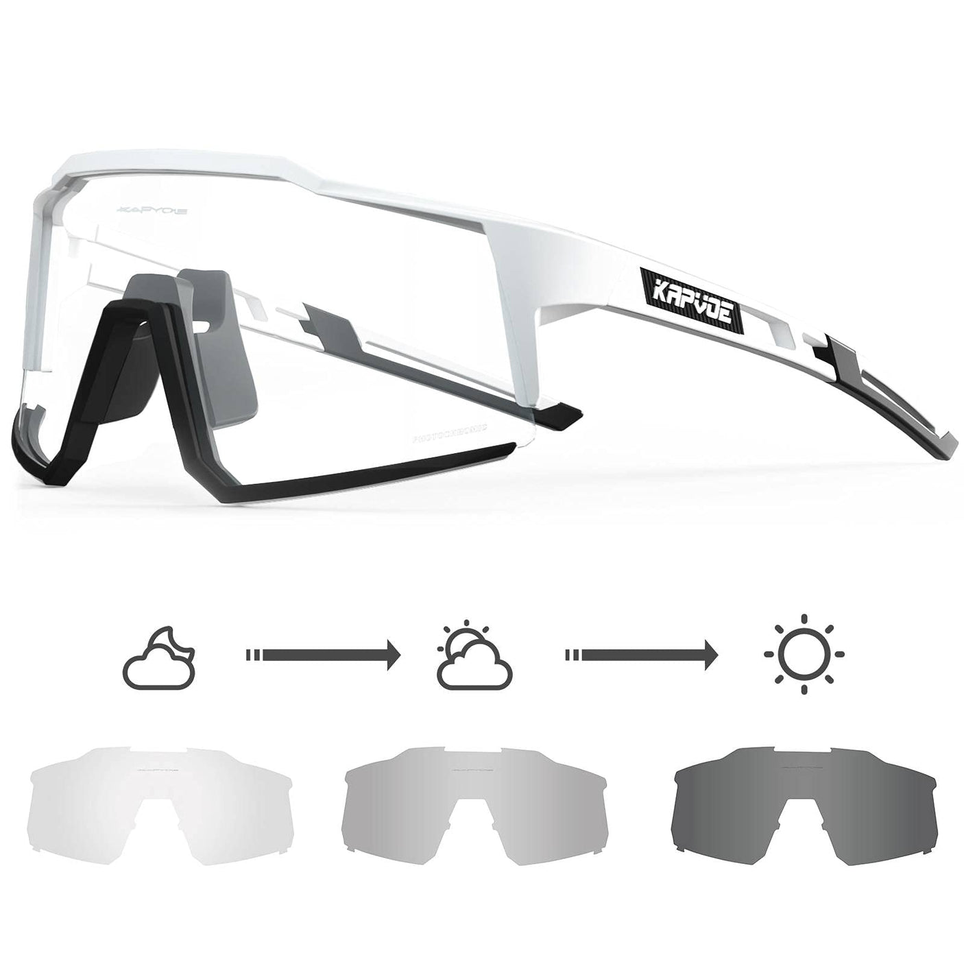 KAPVOE Photochromic Cycling Glasses MTB Clear Mountain Bike Transition Bicycle Sunglasses for Men Women - K9022 - Build Your Ideas