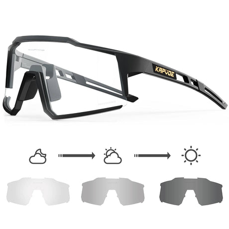 KAPVOE Photochromic Cycling Glasses MTB Clear Mountain Bike Transition Bicycle Sunglasses for Men Women - K9022 - Build Your Ideas