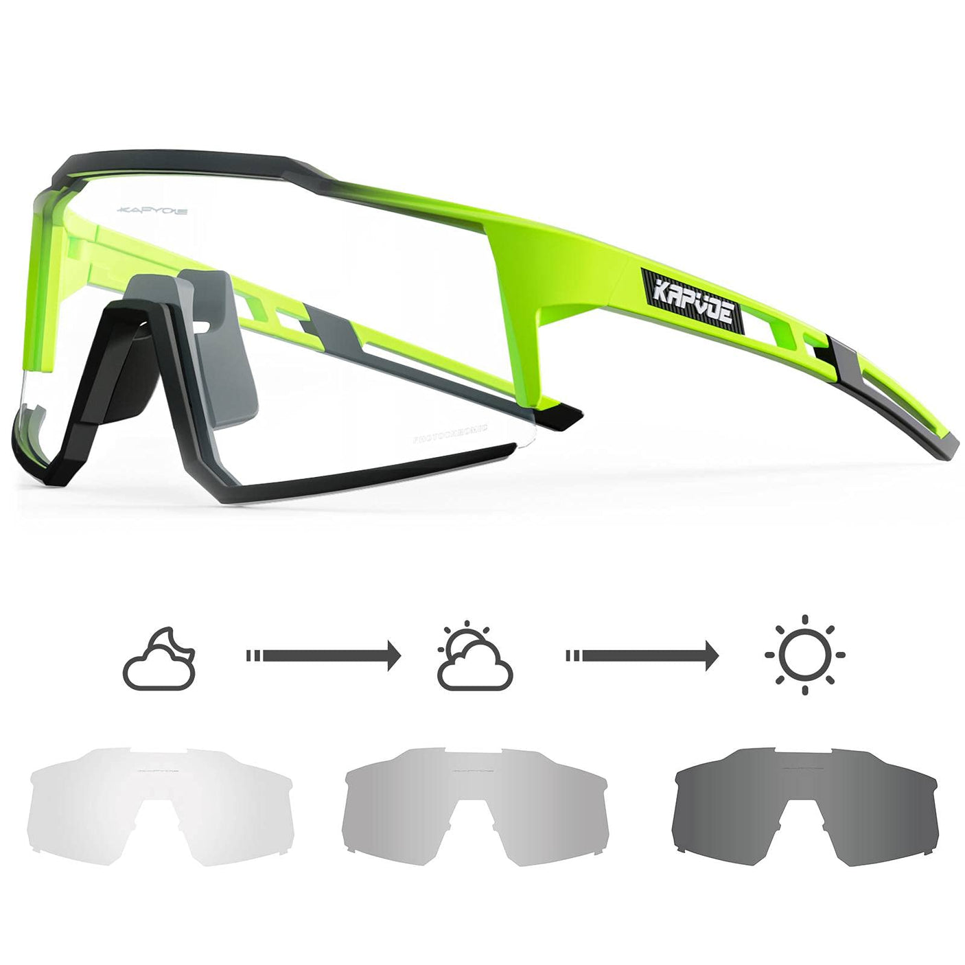 KAPVOE Photochromic Cycling Glasses MTB Clear Mountain Bike Transition Bicycle Sunglasses for Men Women - K9022 - Build Your Ideas