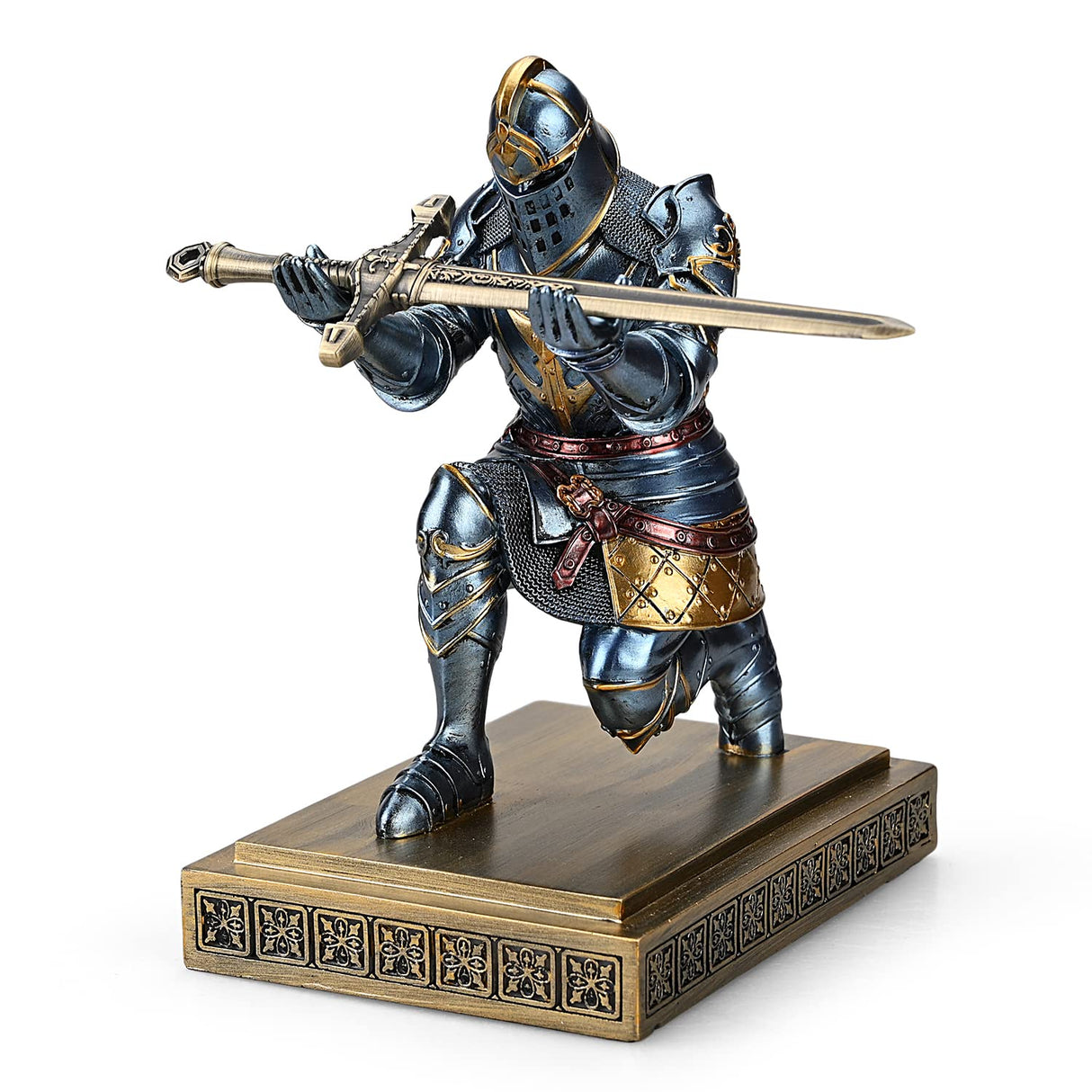 King's Guard Knight Pen Holder Pen Stand Desk Organizers and Accessories Resin Pencil Holder as Gift with a Metal Sword Letter Opener for Office and Home (Blue) - Build Your Ideas