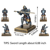 King's Guard Knight Pen Holder Pen Stand Desk Organizers and Accessories Resin Pencil Holder as Gift with a Metal Sword Letter Opener for Office and Home (Blue) - Build Your Ideas