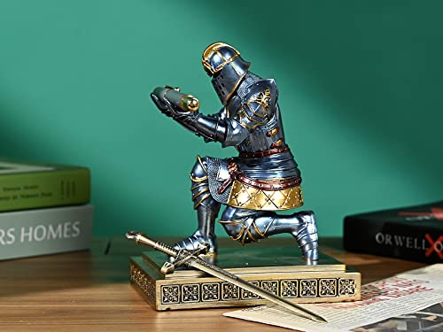 King's Guard Knight Pen Holder Pen Stand Desk Organizers and Accessories Resin Pencil Holder as Gift with a Metal Sword Letter Opener for Office and Home (Blue) - Build Your Ideas