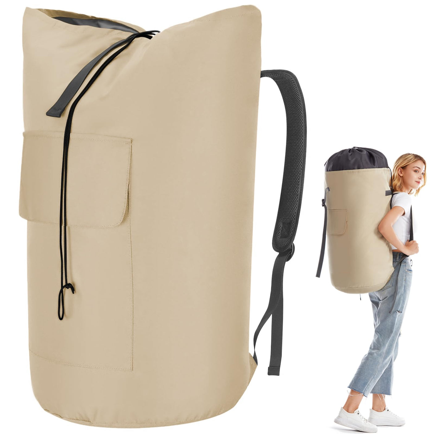 Laundry Bag Backpack Extra Large, 115L Laundry Backpack with Padded Shoulder Strap, Sturdy Travel Laundry Bags, Hanging Laundry Bag for College Dorm, Apartment, Clothes Hamper Bag for Laundromat - Build Your Ideas