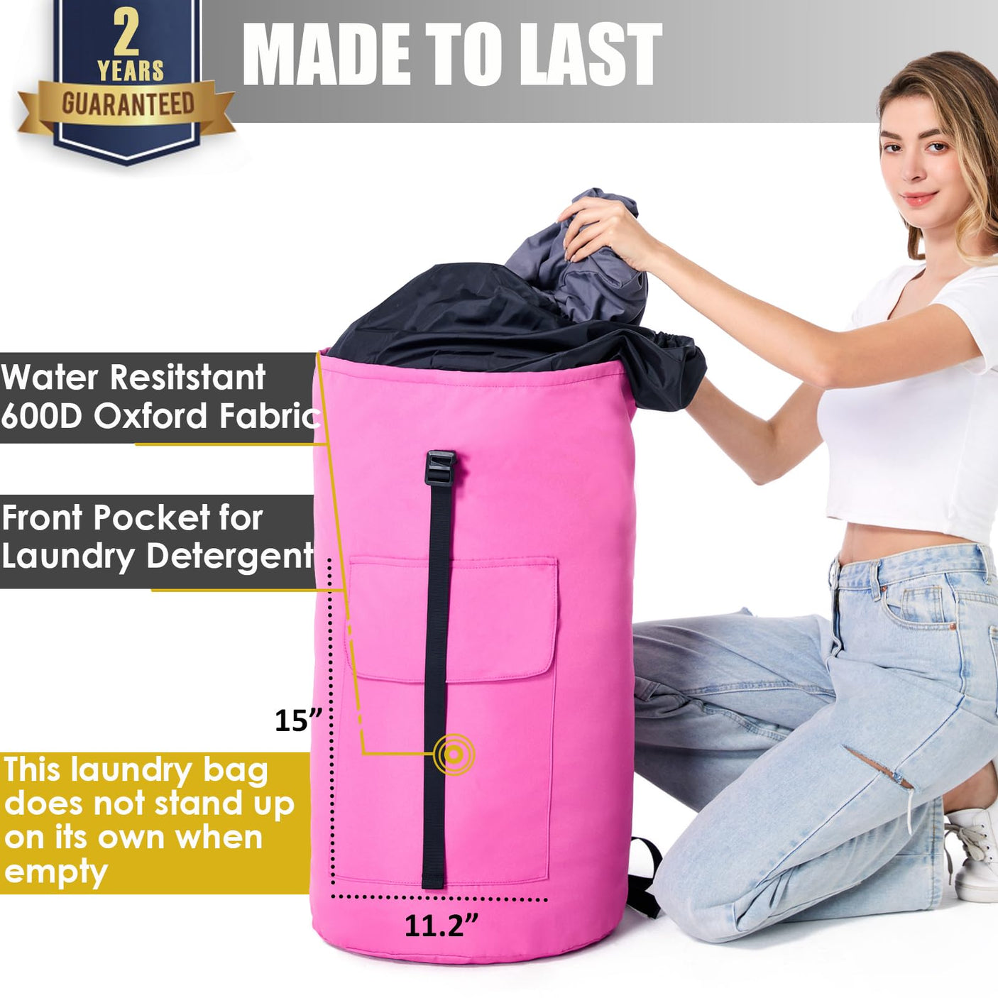 Laundry Bag Backpack Extra Large, 115L Laundry Backpack with Padded Shoulder Strap, Sturdy Travel Laundry Bags, Hanging Laundry Bag for College Dorm, Apartment, Clothes Hamper Bag for Laundromat - Build Your Ideas