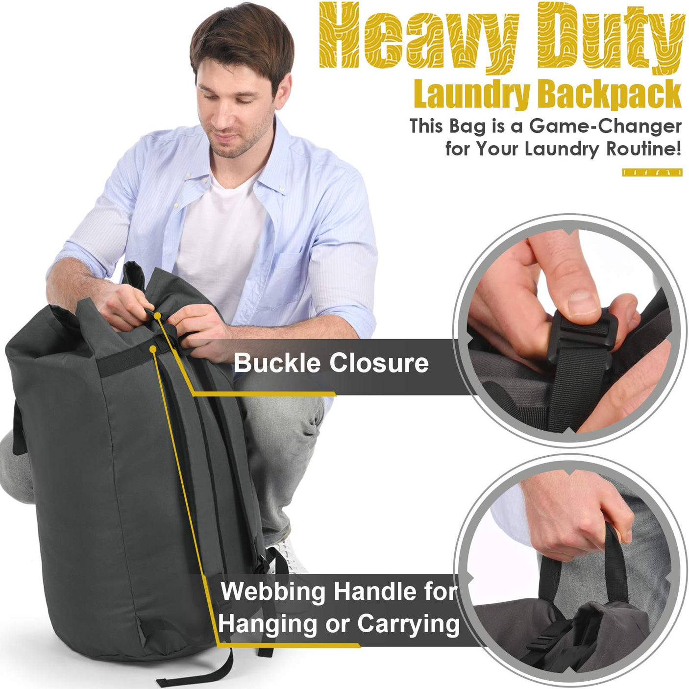 Laundry Bag Backpack Extra Large, 115L Laundry Backpack with Padded Shoulder Strap, Sturdy Travel Laundry Bags, Hanging Laundry Bag for College Dorm, Apartment, Clothes Hamper Bag for Laundromat - Build Your Ideas