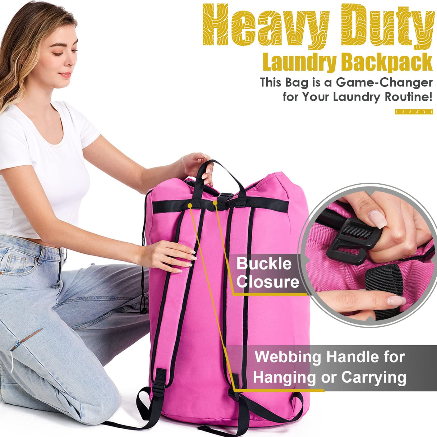 Laundry Bag Backpack Extra Large, 115L Laundry Backpack with Padded Shoulder Strap, Sturdy Travel Laundry Bags, Hanging Laundry Bag for College Dorm, Apartment, Clothes Hamper Bag for Laundromat - Build Your Ideas