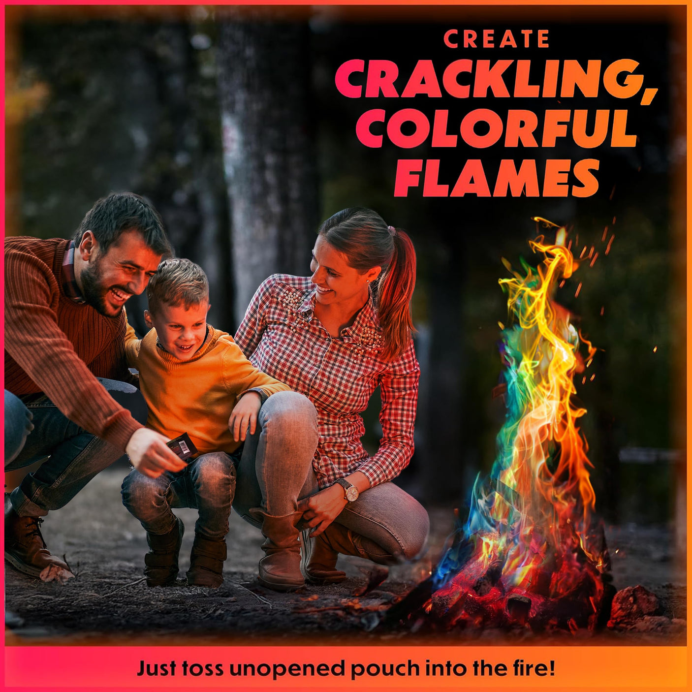 Magical Flames Fire Color Changing Packets for Fire Pit, Indoor/Outdoor Fireplace, Campfires, Bonfires - 25 Pack of Flame Color Changing Packets Camping Accessories - Build Your Ideas