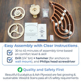 Mindsight Moving Kinetic Wall Art - Wind up to power peaceful motion (no battery) - Calming Wall Décor for Living Room, Office, Bedroom, Kitchen - Hand Crafted Wood - Ripple, Canyon Brown - Build Your Ideas
