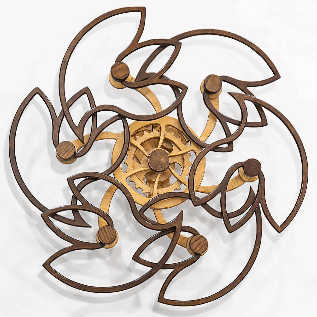 Mindsight Moving Kinetic Wall Art - Wind up to power peaceful motion (no battery) - Calming Wall Décor for Living Room, Office, Bedroom, Kitchen - Hand Crafted Wood - Ripple, Canyon Brown - Build Your Ideas