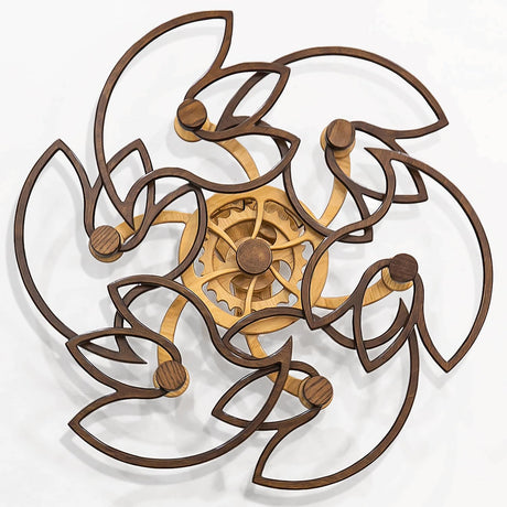 Mindsight Moving Kinetic Wall Art - Wind up to power peaceful motion (no battery) - Calming Wall Décor for Living Room, Office, Bedroom, Kitchen - Hand Crafted Wood - Ripple, Canyon Brown - Build Your Ideas