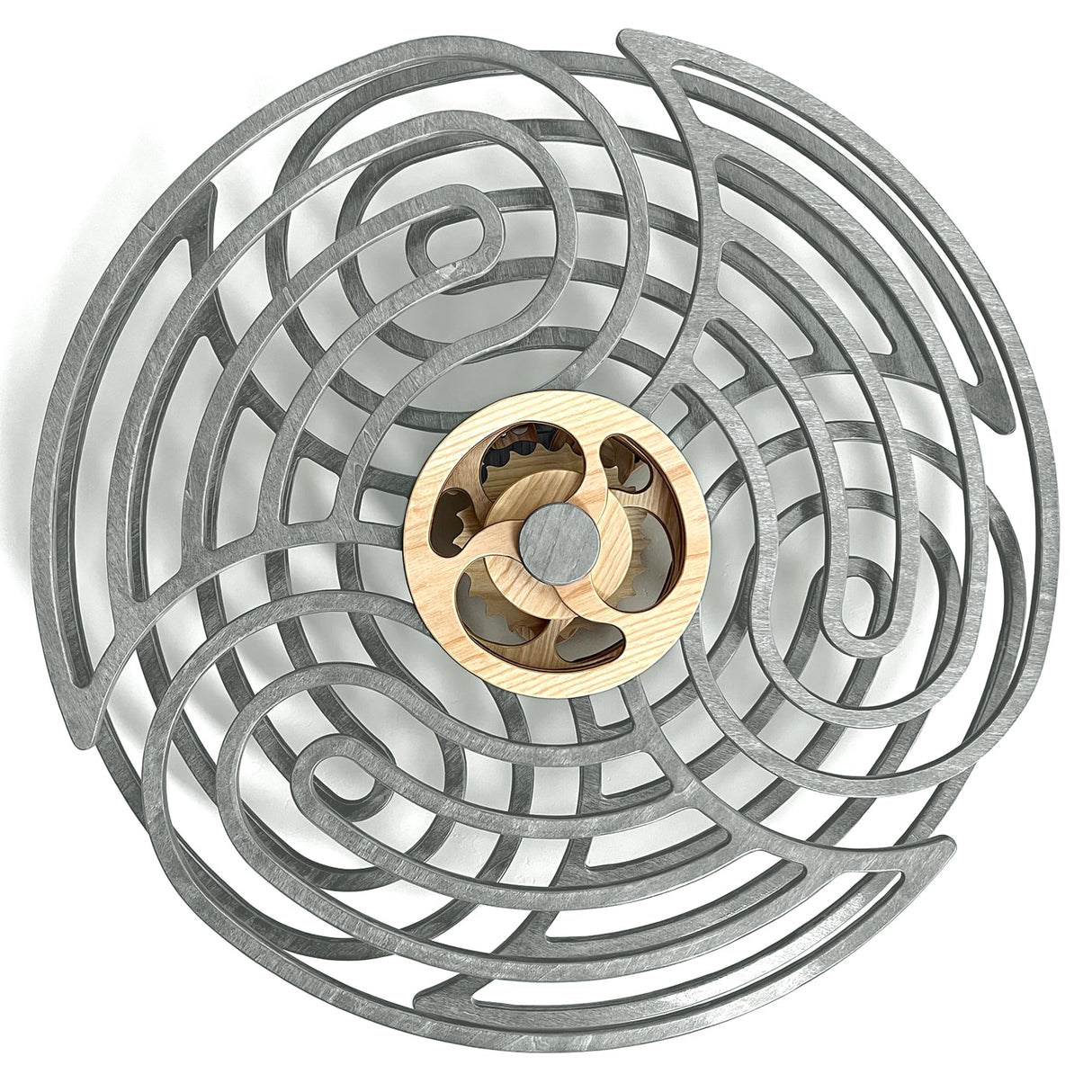 Mindsight Moving Kinetic Wall Art - Wind up to power peaceful motion (no battery) - Calming Wall Décor for Living Room, Office, Bedroom, Kitchen - Hand Crafted Wood - Ripple, Canyon Brown - Build Your Ideas