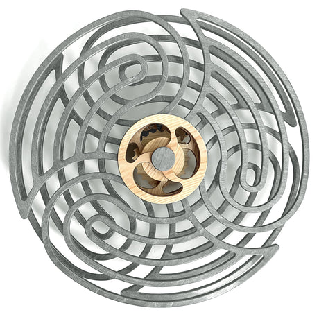 Mindsight Moving Kinetic Wall Art - Wind up to power peaceful motion (no battery) - Calming Wall Décor for Living Room, Office, Bedroom, Kitchen - Hand Crafted Wood - Ripple, Canyon Brown - Build Your Ideas