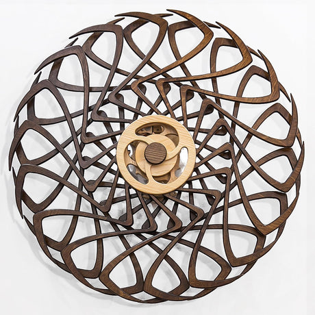 Mindsight Moving Kinetic Wall Art - Wind up to power peaceful motion (no battery) - Calming Wall Décor for Living Room, Office, Bedroom, Kitchen - Hand Crafted Wood - Ripple, Canyon Brown - Build Your Ideas