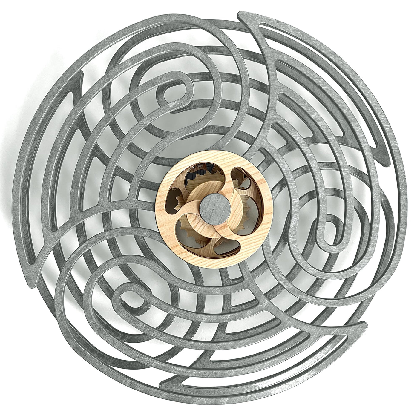 Mindsight Moving Kinetic Wall Art - Wind up to power peaceful motion (no battery) - Calming Wall Décor for Living Room, Office, Bedroom, Kitchen - Hand Crafted Wood - Ripple, Canyon Brown - Build Your Ideas