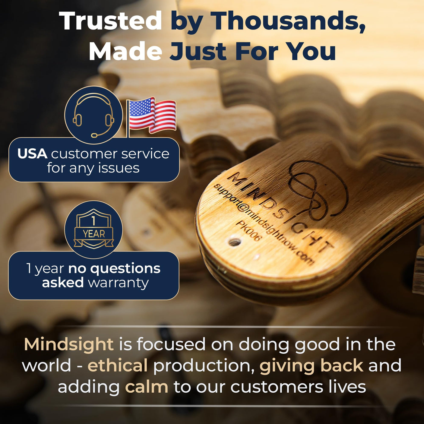 Mindsight Moving Kinetic Wall Art - Wind up to power peaceful motion (no battery) - Calming Wall Décor for Living Room, Office, Bedroom, Kitchen - Hand Crafted Wood - Ripple, Canyon Brown - Build Your Ideas