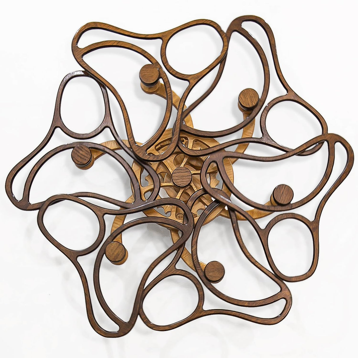 Mindsight Moving Kinetic Wall Art - Wind up to power peaceful motion (no battery) - Calming Wall Décor for Living Room, Office, Bedroom, Kitchen - Hand Crafted Wood - Ripple, Canyon Brown - Build Your Ideas