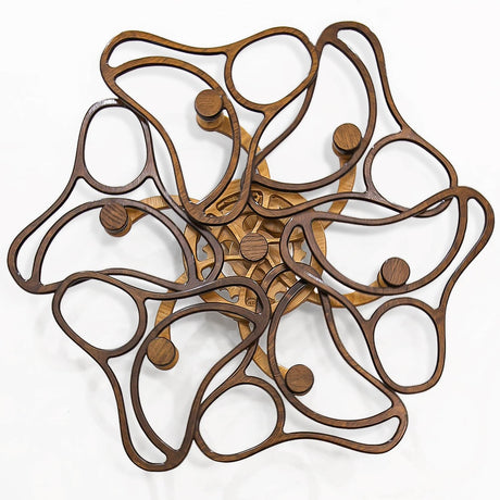 Mindsight Moving Kinetic Wall Art - Wind up to power peaceful motion (no battery) - Calming Wall Décor for Living Room, Office, Bedroom, Kitchen - Hand Crafted Wood - Ripple, Canyon Brown - Build Your Ideas