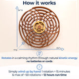 Mindsight Moving Kinetic Wall Art - Wind up to power peaceful motion (no battery) - Calming Wall Décor for Living Room, Office, Bedroom, Kitchen - Hand Crafted Wood - Ripple, Canyon Brown - Build Your Ideas