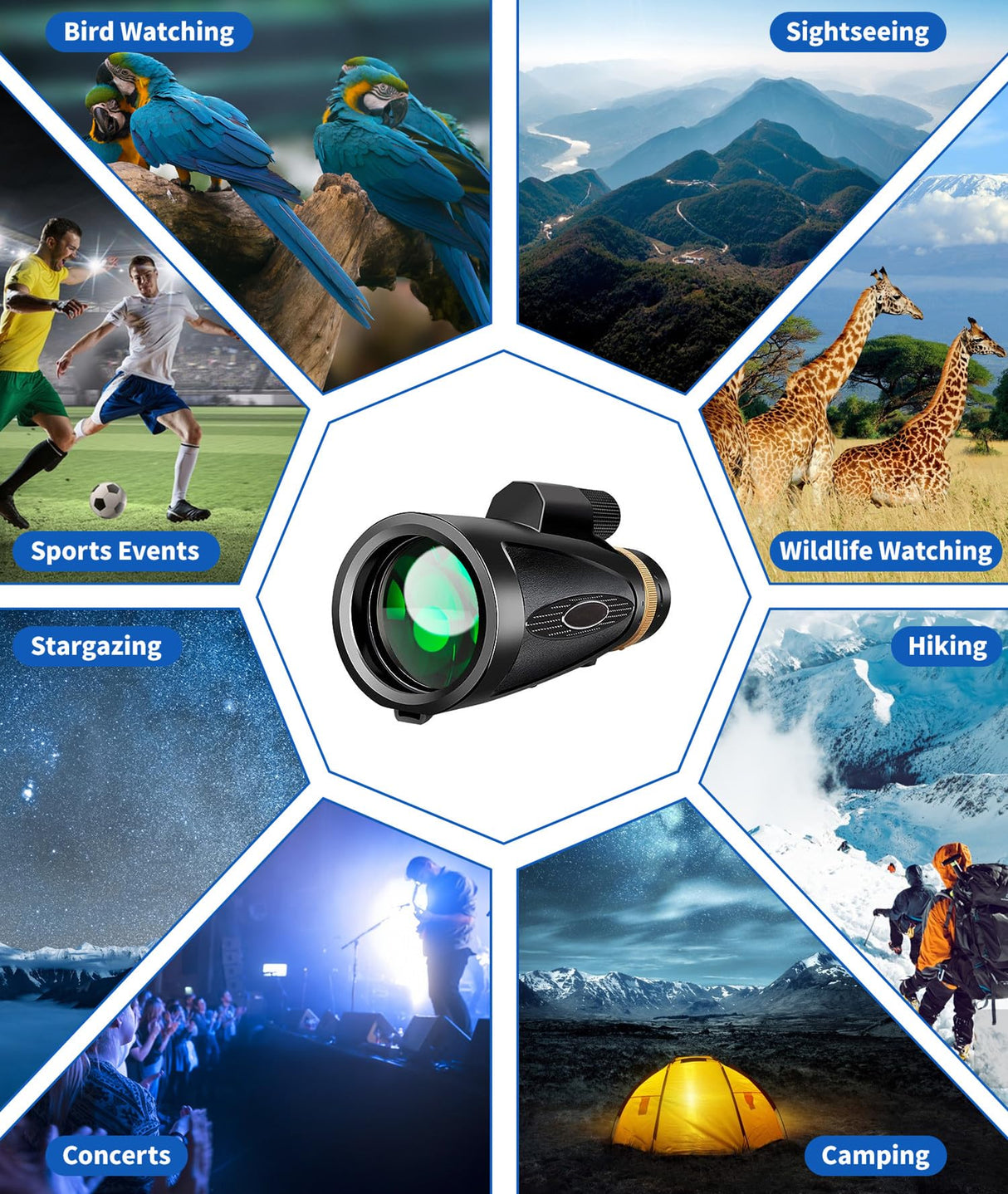 Monocular Telescope 80x100 High Power with Smartphone Adapter Tripod,Larger Vision Monoculars for Adults with BAK4 Prism & FMC Lens, Suitable for Bird Watching Hunting Hiking Camping Wildlife - Black - Build Your Ideas