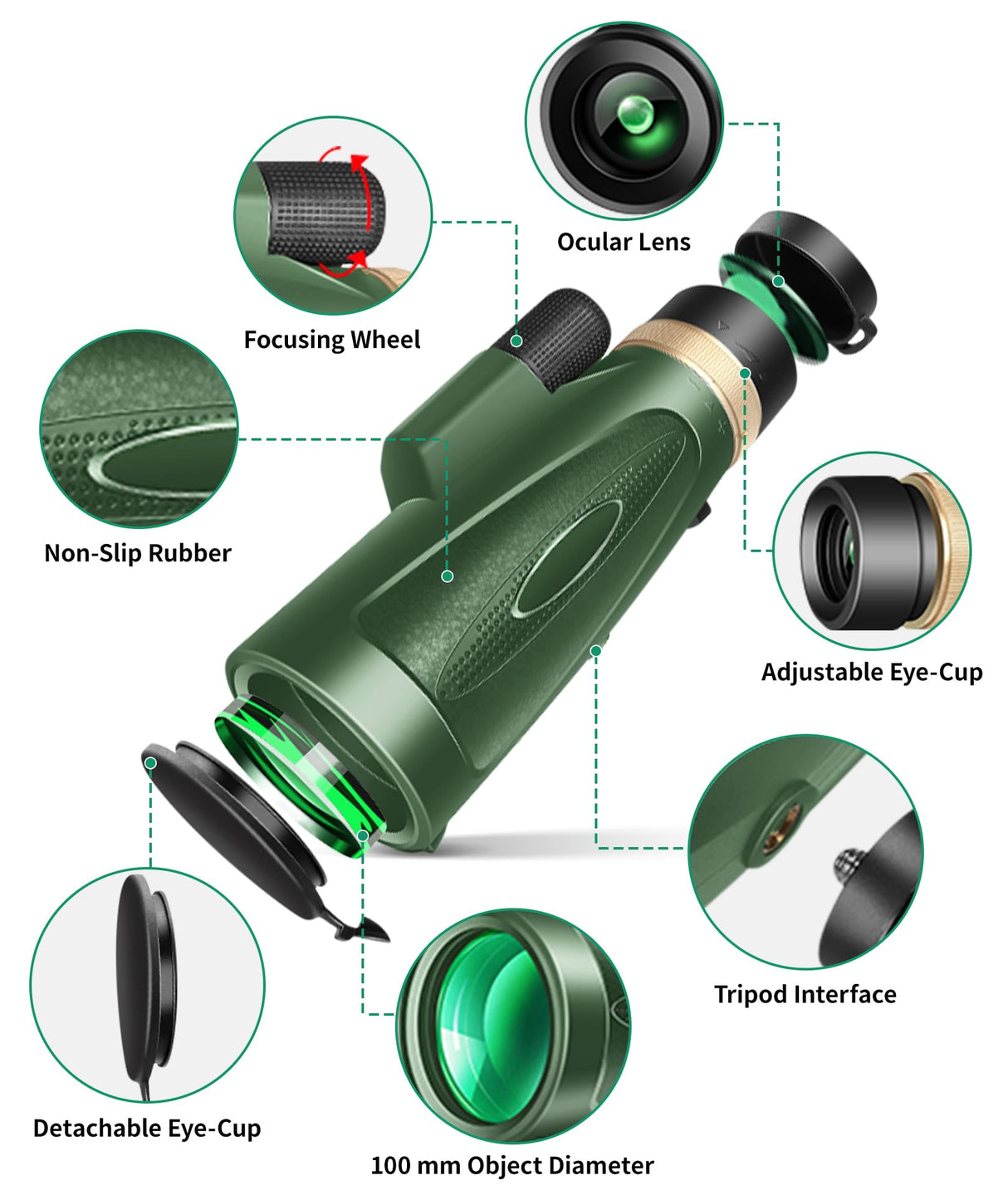 Monocular Telescope 80x100 High Power with Smartphone Adapter Tripod,Larger Vision Monoculars for Adults with BAK4 Prism & FMC Lens, Suitable for Bird Watching Hunting Hiking Camping Wildlife - Black - Build Your Ideas
