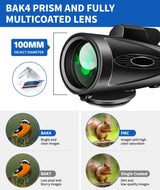 Monocular Telescope 80x100 High Power with Smartphone Adapter Tripod,Larger Vision Monoculars for Adults with BAK4 Prism & FMC Lens, Suitable for Bird Watching Hunting Hiking Camping Wildlife - Black - Build Your Ideas