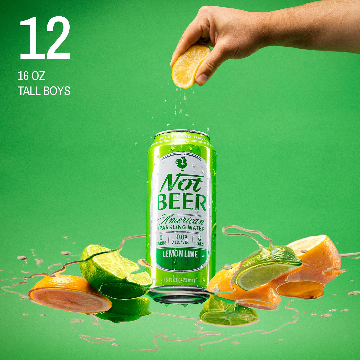 Not Beer American Sparkling Water, Original, 99.9% Pure, Mineral & Electrolyte Blend, Unflavored Carbonated Water, Made in America, Plain Sparkling Water, 16 Oz Tallboy Cans, 8 Pack - Build Your Ideas