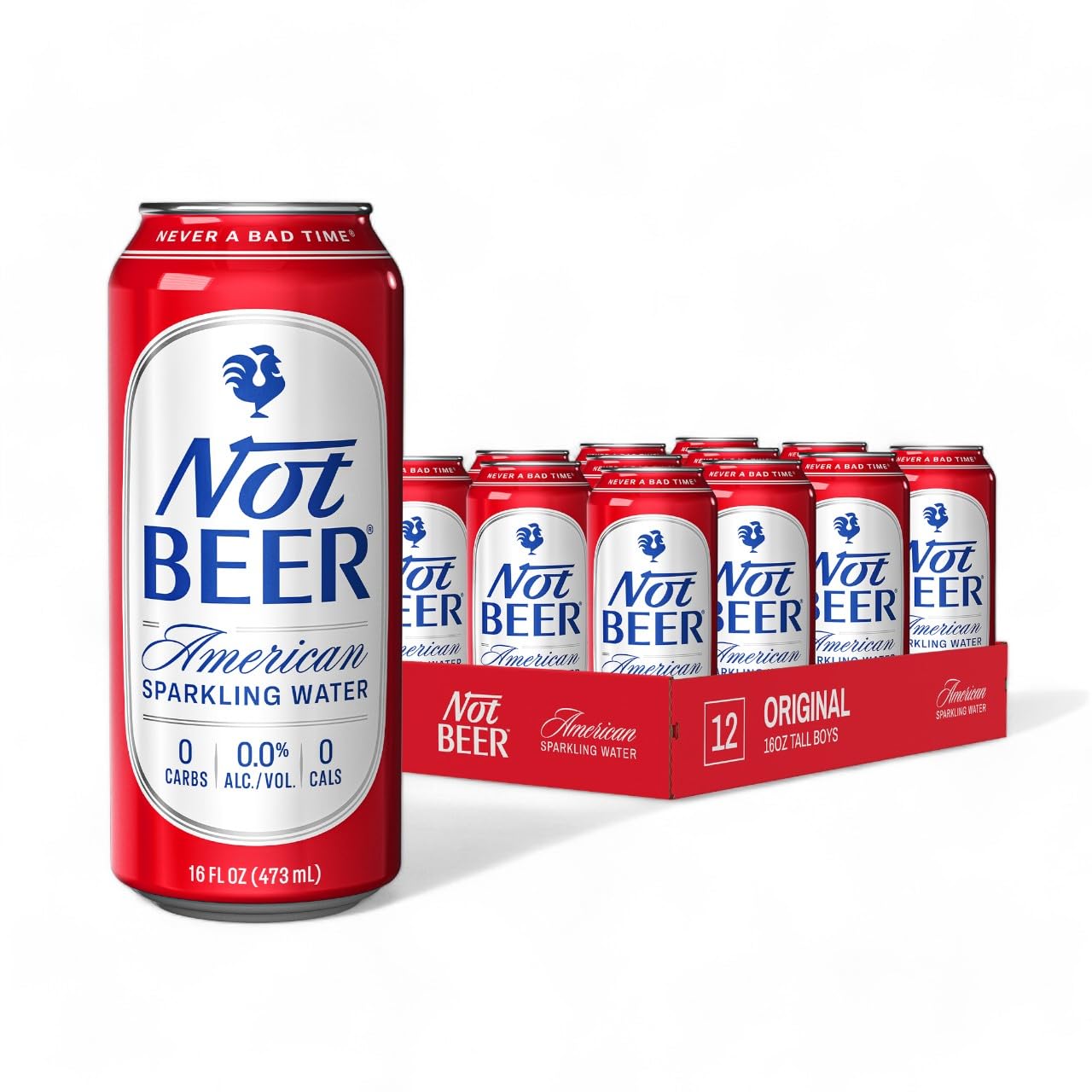 Not Beer American Sparkling Water, Original, 99.9% Pure, Mineral & Electrolyte Blend, Unflavored Carbonated Water, Made in America, Plain Sparkling Water, 16 Oz Tallboy Cans, 8 Pack - Build Your Ideas