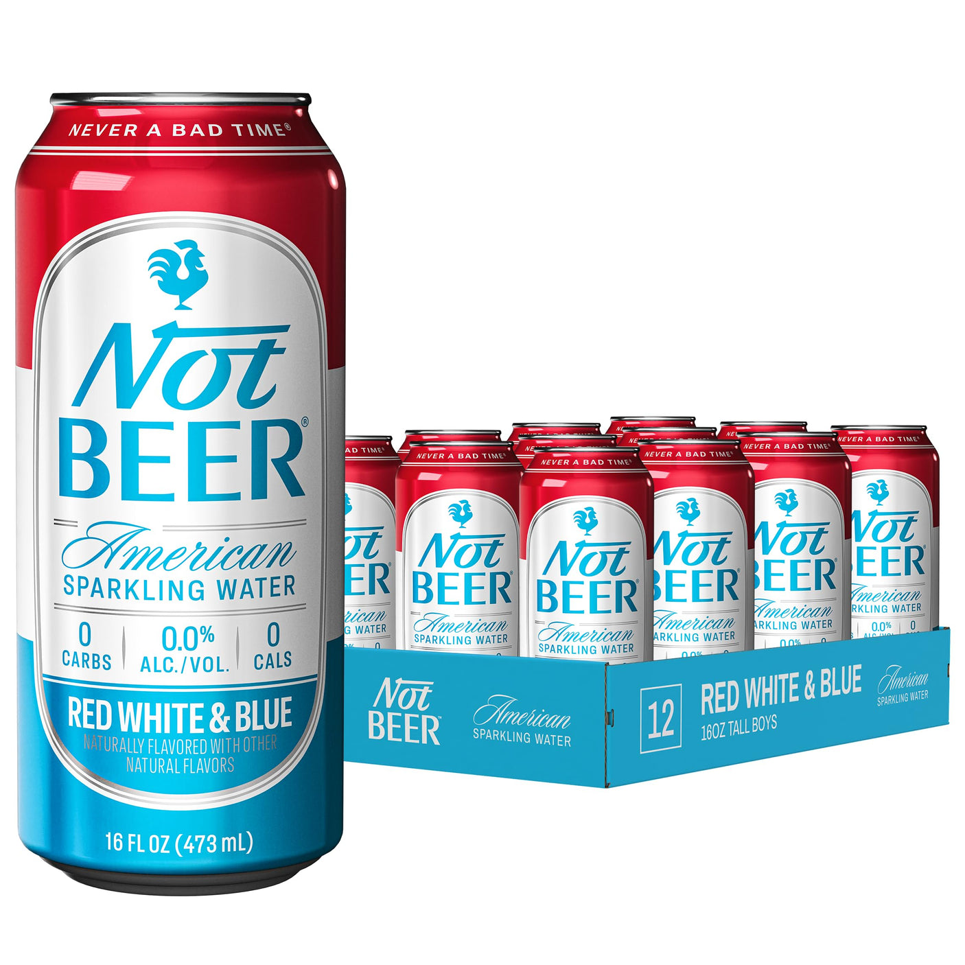 Not Beer American Sparkling Water, Original, 99.9% Pure, Mineral & Electrolyte Blend, Unflavored Carbonated Water, Made in America, Plain Sparkling Water, 16 Oz Tallboy Cans, 8 Pack - Build Your Ideas